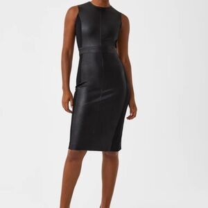 NWT SPANX Leather-Like Combo Fitted Dress